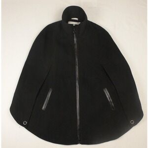 Larry Levine Y2K Black Cape Jacket Office Goth Wool Blend Zip Mock Neck Sz S
